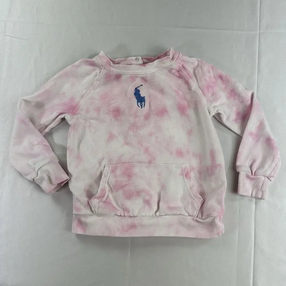 Polo Ralph Lauren‎ Tie Dye Pink Sweatshirt Toddler Size 24M Pullover Crewneck